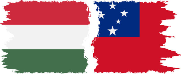 Independent State and Hungary grunge flags connection vector