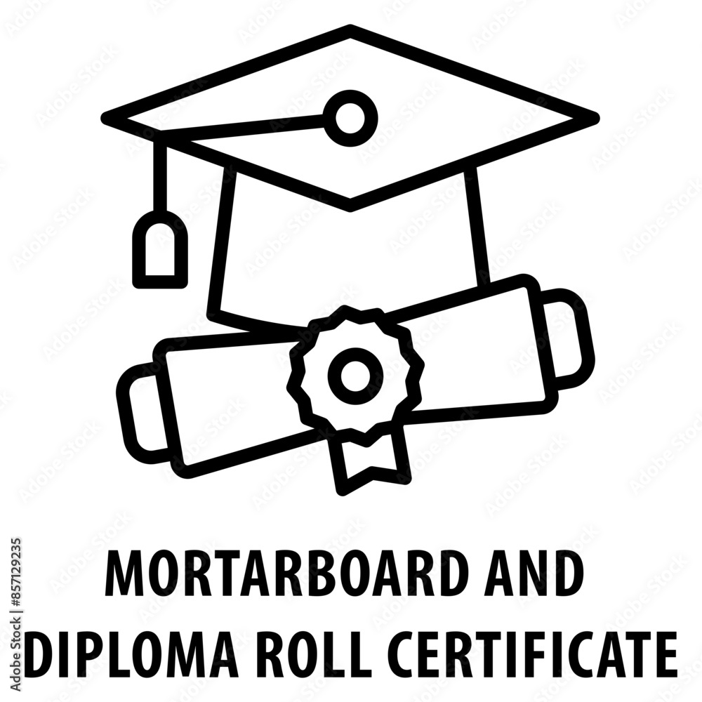 Aufkleber mortarboard and diploma roll certificate icon simple and easy to edit for your design elements