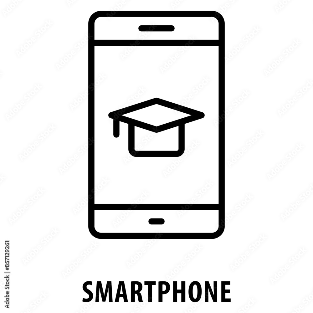 Aufkleber mortarboard on smartphone icon simple and easy to edit for your design elements