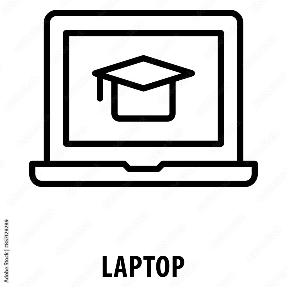 Poster mortarboard on laptop icon simple and easy to edit for your design elements