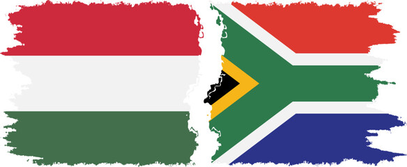 South Africa and Hungary grunge flags connection vector