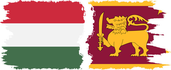 Sri Lanka and Hungary grunge flags connection vector
