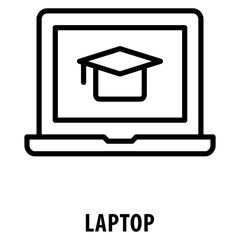 Mortarboard on Laptop Icon simple and easy to edit for your design elements