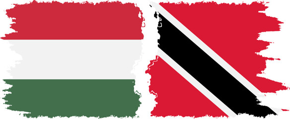 Trinidad and Tobago and Hungary grunge flags connection vector