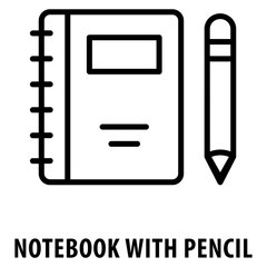 notebook with pencil Icon simple and easy to edit for your design elements
