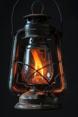 A traditional lantern with a lit candle inside, used for outdoor lighting or as a decorative item