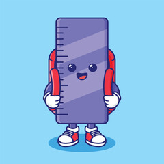 cartoon ruler preparing to go to school with his bag on his back