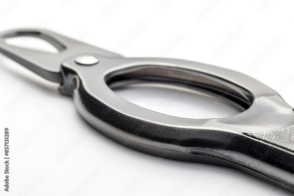 Poster a pair of scissors lying on a clean and empty white surface, great for background or product photogr