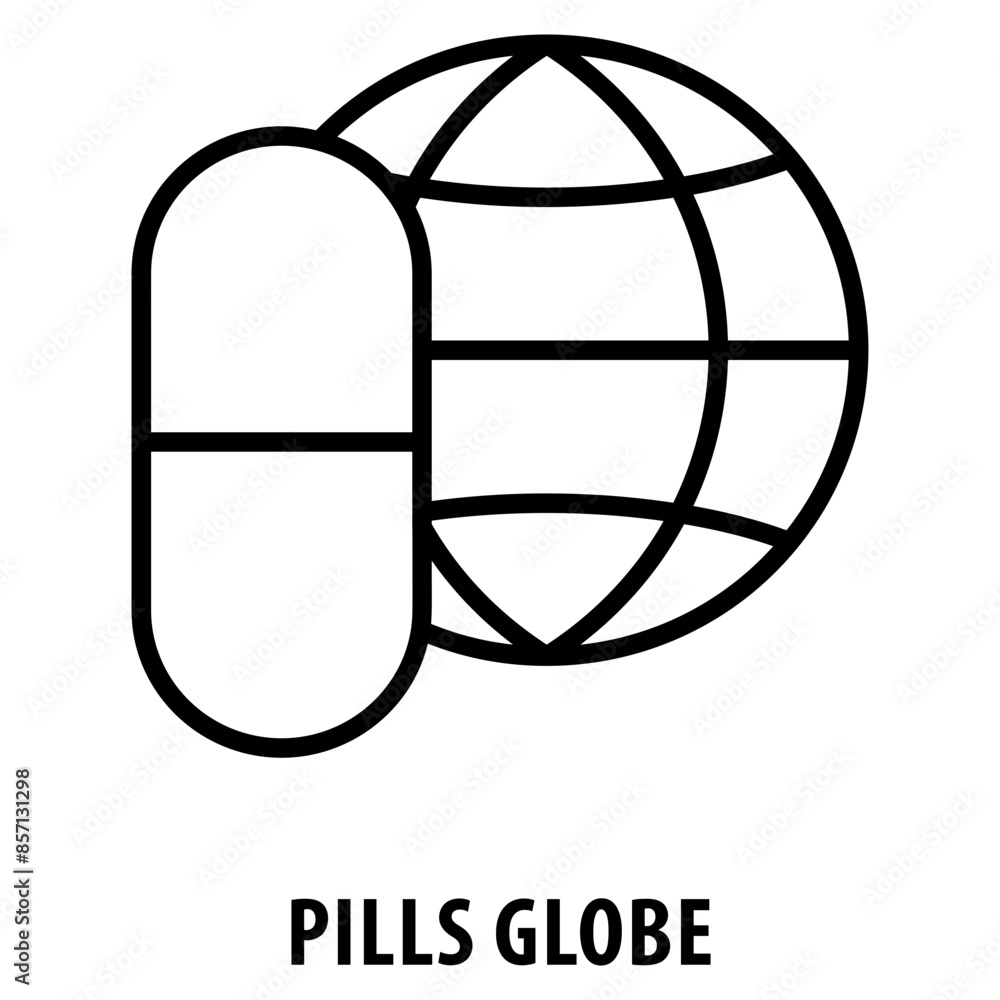 Poster pills globe icon simple and easy to edit for your design elements