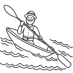 Old man kayaking in the sea( vector