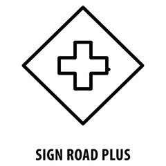 Sign Road Plus Icon simple and easy to edit for your design elements