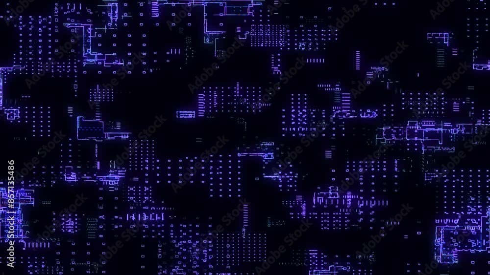 Poster printed circuit board. visualization of advanced technology concept: pcb processor microchip, digiti
