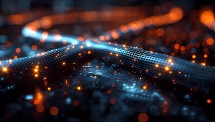 Digital Ledger Connections, network of interconnected nodes symbolizing blockchain technology, concept of decentralized digital ledgers.