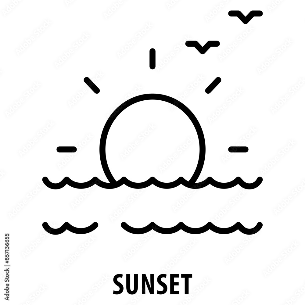 Poster sunset icon simple and easy to edit for your design elements