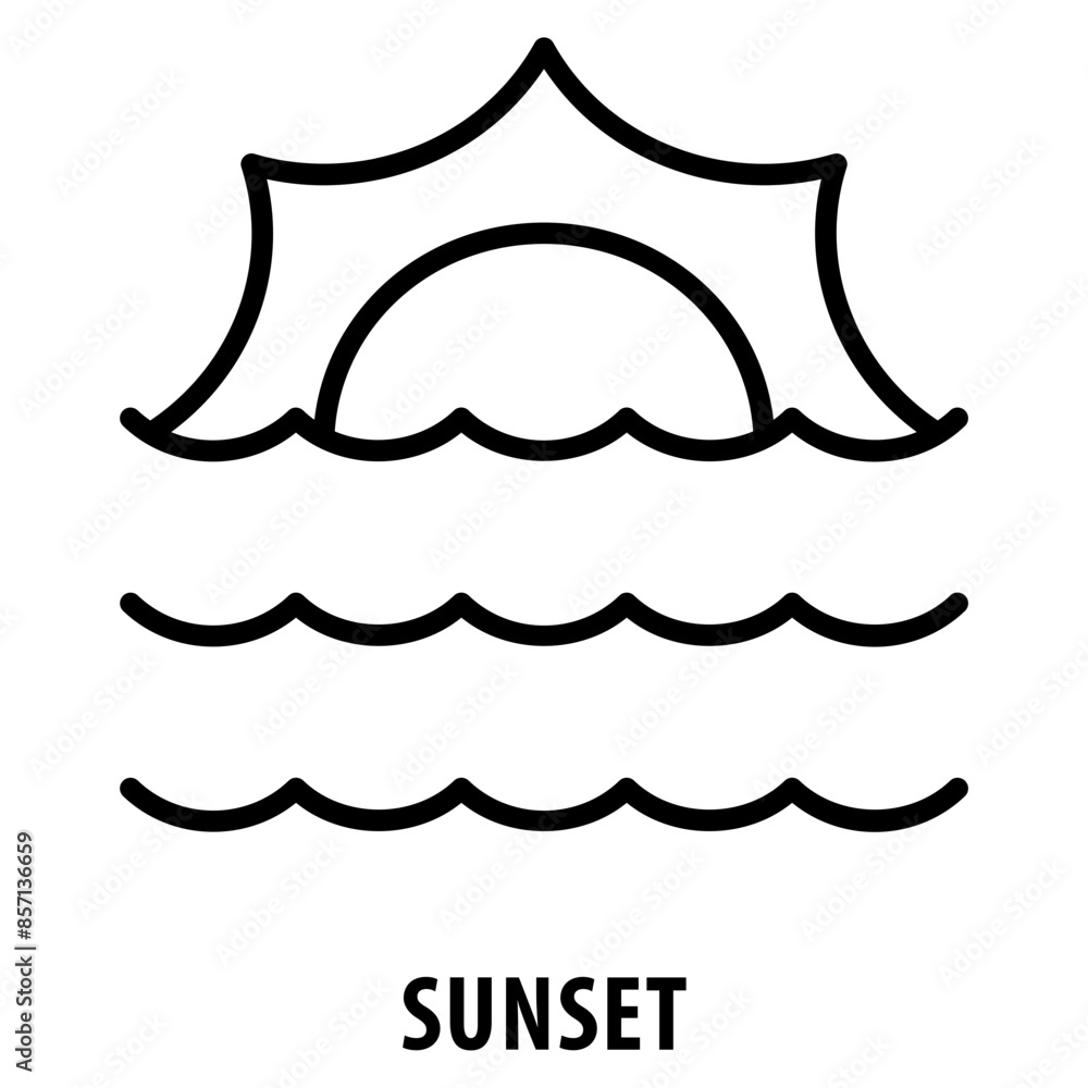 Poster sunset icon simple and easy to edit for your design elements