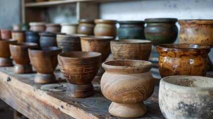 Handcrafted Wooden Bowls on Display