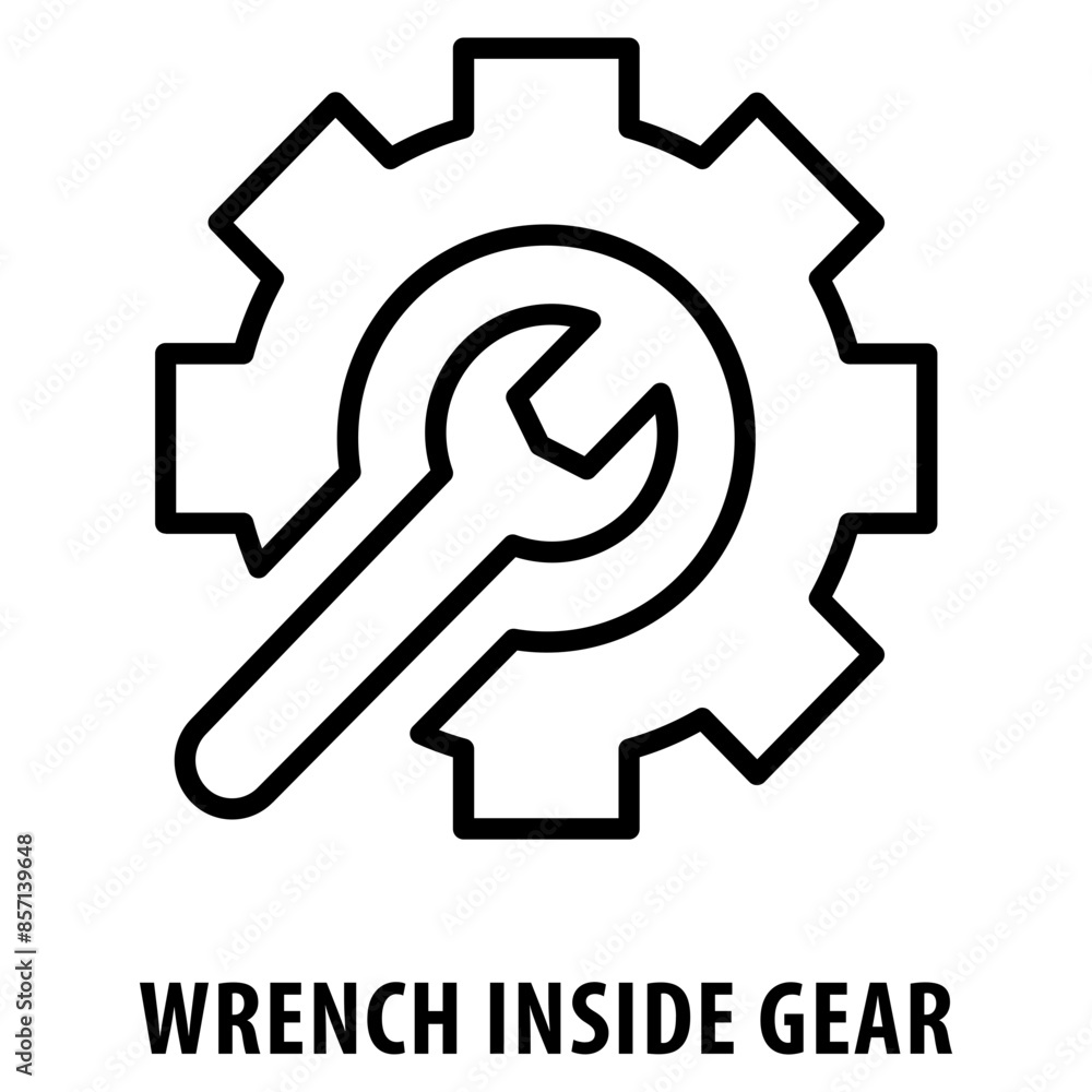 Poster wrench inside gear icon simple and easy to edit for your design elements