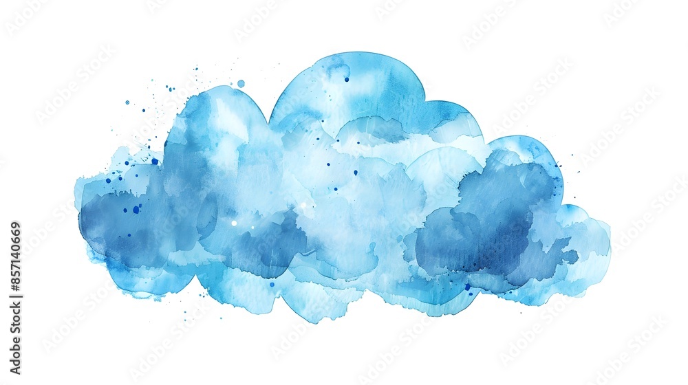 Poster minimalist watercolor cloud computing icon for technology branding and visualization