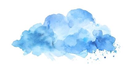 Light Blue Watercolor Cloud Computing Icon Clipart with Technology Elements
