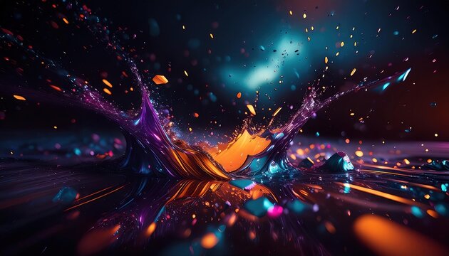 Abstract Splash of Vibrant Liquid Colors