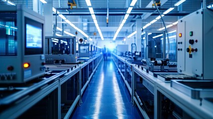 Obraz premium Production line for semiconductor devices with advanced machinery