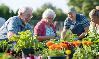 Elderly doing holiday activities happily and having fun.