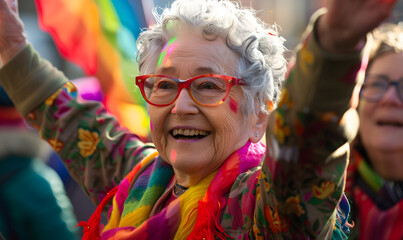 Obraz premium Elderly doing holiday activities happily and having fun.