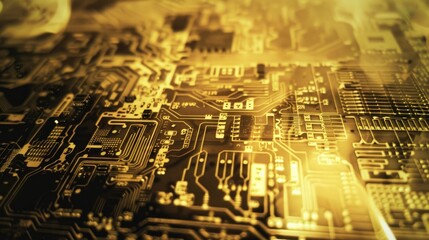 Silicon wafer under a microscope showing detailed patterns and circuits