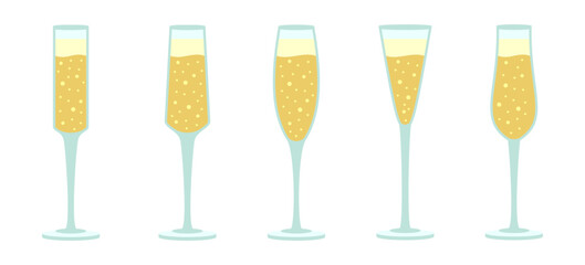 champagne glass set vector illustration isolated on white background.