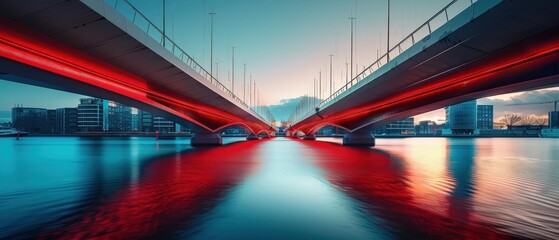 Obraz premium Red Bridge Reflection.