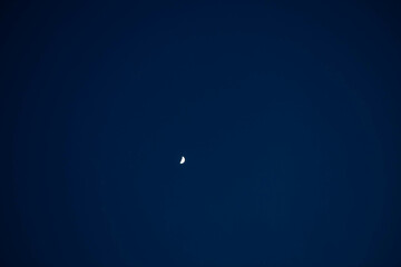 blue sky with clouds, white moon background