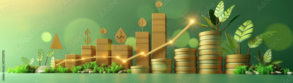Poster animated graph depicting a steady decrease in interest rates over time, visualizing impact on multip