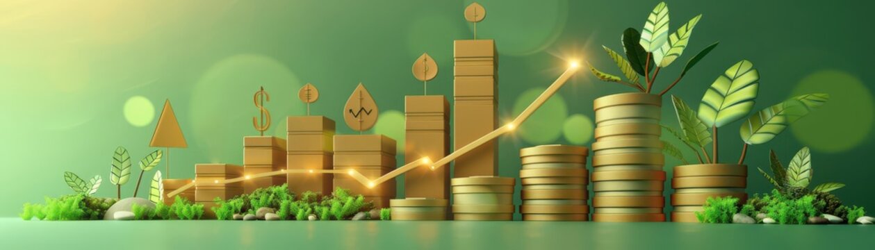 Animated graph depicting a steady decrease in interest rates over time, visualizing impact on multiple economic sectors