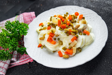 potatoes with vegetables second course natural fresh appetizer meal food snack on the table copy space food background rustic top view keto or paleo diet