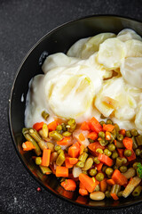 potatoes with vegetables second course natural fresh appetizer meal food snack on the table copy space food background rustic top view keto or paleo diet