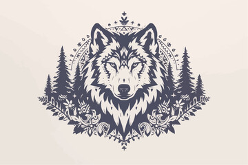 illustration of a wolf's face