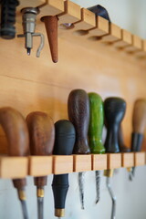 leather crafts equipment at studio