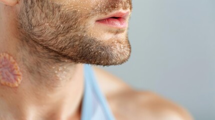 Obraz premium Heat rash on athlete's chest, Skin irritation, Depicting the effects of sweat-induced irritation