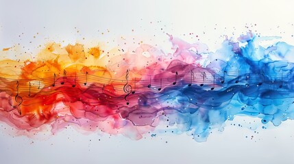 Obraz premium water paint with a plain background and has a space using a music themed space 4 AI Generative