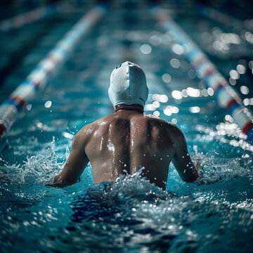 swimmer training in swimming pool