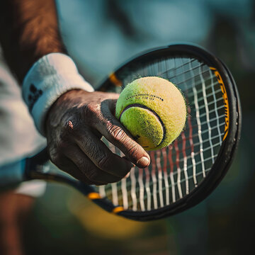 tennis racket and ball on court