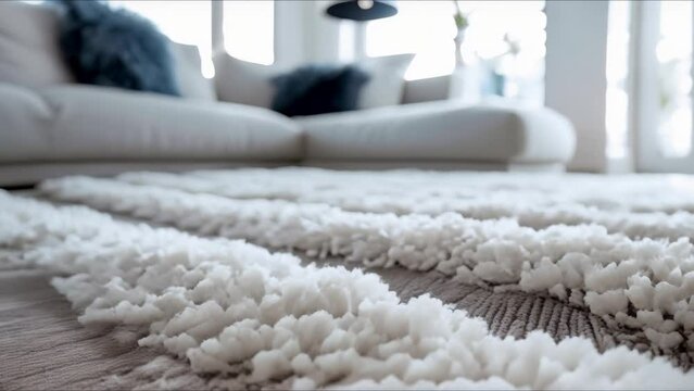 Large dust mite carpet in room. Concept Carpet Cleaning, Dust Mites, Indoor Allergens, Home Maintenance