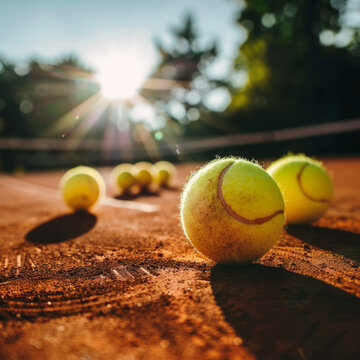 used tennis balls on the court