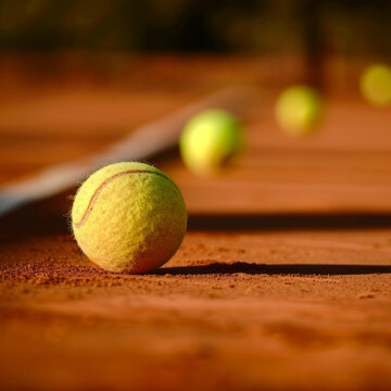 tennis ball on the court after training session