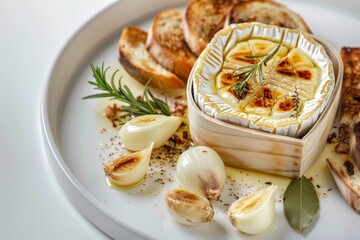 Browned Garlic and Creamy Camembert with Baguette Platter