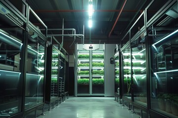 Obraz premium Smart Barn with Automated Feeding and Climate Control Technology for Optimal Dairy Farming