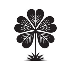 Four leaf clover icon illustration Black icon isolated on white background silhouette