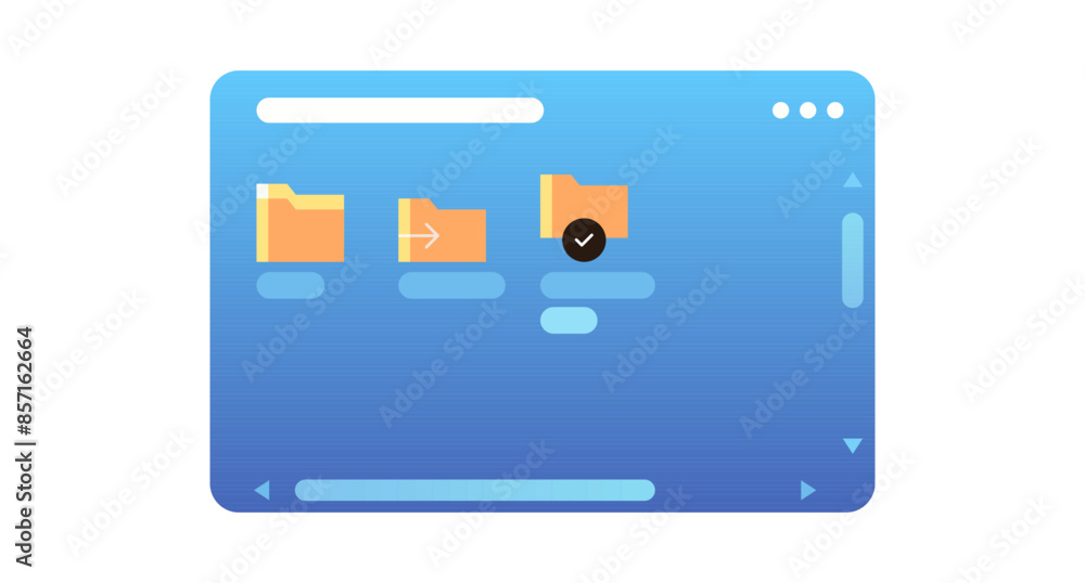Poster modern style computer window interface and ui design, folders, files, aesthetic technology isolated 