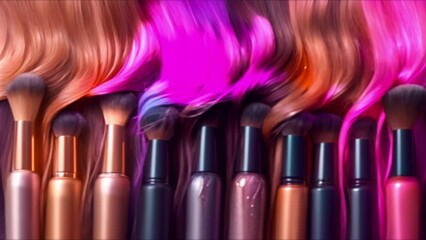 Salon offers various makeup services with hair extensions in different colors. Concept Salon Services, Makeup, Hair Extensions, Color Options, Beauty Treatments