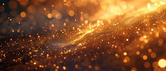 Naklejka premium backgrounds made of golden particles with a light loop made of falling golden particles